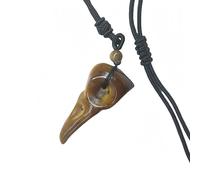 Manekieko Natural Tiger's Eye Crow Skull Crystals and Healing Stones Necklace,With Adjustable Band Crystal Stone Pendant