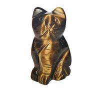 Manekieko Natural Tiger's Eye Crystals and Healing Stones, Pocket Carved Lucky Cat Figurines Collectibles 2 Inches Room Decor