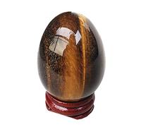 Manekieko Natural Tiger's Eye Egg-Shape Meditation Chakra And Home Decor Balancing Gemstone and Crystals Figurines Kit,35 * 50mm Reiki Healers And Yoga Practioner With Wooden Stand