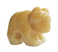 Manekieko Natural Yellow Jade Bear Figurines,38mm Hand Carved Crystals and Healing Stone Statue Home Decoration Crafts