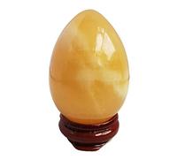 Manekieko Natural Yellow Jade Egg-Shape Meditation Chakra And Home Decor Balancing Gemstone and Crystals Figurines Kit,35 * 50mm Reiki Healers And Yoga Practioner With Wooden Stand