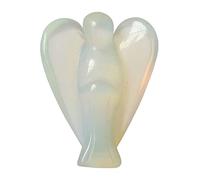Manekieko Opalite Healing Crystal Prayer Guardian Angel Statue,48mm Carving Pocket Palm Stone Figurines Decoration
