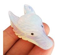 Manekieko Synthetic Opalite 40mm Wolf Head Pocket Crystals and Healing Stone Figurine,Haped DIY-Jewelry Pendant