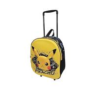 MANENTI S.L. Pokemon Pikachu Trolley Backpack Kids | Yellow 3D School Bag with Wheels & Handle | Rolling Backpack Travel School Bag | 100% Polyester