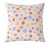 Manfei 70s Groovy Daisy Throw Pillow Cover Sweet Strawberry Double Sides Pillow Case for Kids Boys Girls Room Decor,Rustic Style Cushion Cover for Bed Couch Sofa,1 Pack 22"x22"