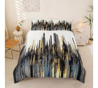 Manfei Abstract Stripes Duvet Cover Set King Size,Vintage Art Pattern Bedding Set 3pcs,Modern Simplicity Quilt Cover,Kids Boys Girls Room Decor,2 Pillowcases,No Comforter