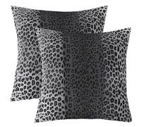 Manfei African Cheetah Skin Pillow Covers Retro Black Grey Leopard Print Reversible Throw Pillow Covers,Jungle Adventure Wildlife Animals Square Cushion Covers Set for Living Room, 2 Pack 24"x24"