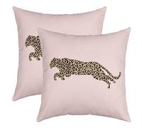 Manfei African Cheetah Throw Pillow Cover Leopard Print Safari Animal Skin Farmhouse Cushion Cover for Camper Office,Watercolor Pink Girls Room Decor Pillowcase Outdoor Pillow Cover, 2 Pack 16"x16"