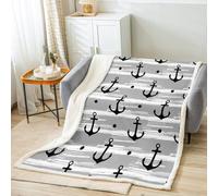 Manfei Anchor Throw Blanket Nautical Theme Bed Blanket for Kids Boys Teens Adult Room Decor, Rustic Farmhouse Grey Blanket for Couch Sofa, Soft and Breathable Fleece Blanket(40 x 50 Inches)