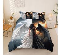 Manfei Angel Wings Duvet Cover Set Single Size,Abstract Angel Bedding Set 2pcs,Vintage Witch Magical Quilt Cover,Kids Boys Girls Room Decor,1 Pillowcase,No Comforter
