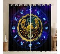 Manfei Aries Window Curtains 12 Constellations Window Drapes for Kids Boys Girls Room Decor, Western Astrology Zodiac Window Treatments, Grommet Top 2 Panel Set Bedroom Curtains, 46Wx72L inch
