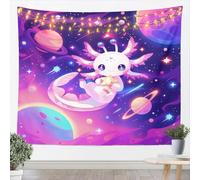 Manfei Axolotl Kids Tapestry,Star Galaxy Planet Space Wall Tapestries,Girls Boys Room Decor,Cartoon Animal Dreamy Wall Tapestries,Pink Purple Home Wall Decor,Medium 59.1 x 59.1 Inches