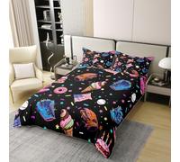 Manfei Baseball 100% Cotton Duvet Cover Set King Size,Drip Ice Cream Bedding Set 3pcs,America Flag Gloves Cake Donut Quilt Cover,Kids Boys Girls Room Decor,2 Pillowcases,No Comforter