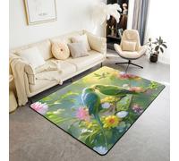 Manfei Bird and Floral Area Rug Sweet Bird Couple Indoor Floor Mats Entrance Rugs for Kids Boys Girls Room Decor,Valentine's Day Non Slip Absorbent Carpets, 6'6" x 4'11" (Rectangular)