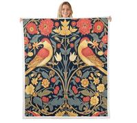 Manfei Bird Throw Blanket Botanical Floral Fleece Blanket Happy Valentine's Day Cozy Throws for Bed Couch Sofa,Kids Boys Girls Room Decor,Soft and Breathable(50 x 60 Inches)
