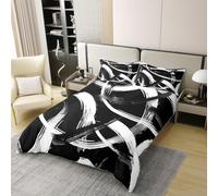 Manfei Black White 100% Cotton Duvet Cover Set Single Size,Abstract Modern Simple Line Bedding Set 2pcs,Geometric Aesthetic Quilt Cover,Kids Boys Girls Room Decor,1 Pillowcase,No Comforter