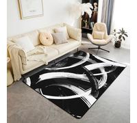 Manfei Black White Area Rug Abstract Modern Simple Line Indoor Floor Mats Entrance Rugs for Kids Boys Girls Room Decor,Geometric Aesthetic Non Slip Absorbent Carpets, 6'6" x 4'11" (Rectangular)
