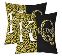 Manfei Black Yellow Leopard Print Throw Pillow Covers Queen and King Style Cushion Cases for Women Men Adults Patchwork Black Yellow Cushion Covers for Party Chairs 20x20 Inch Set of 2