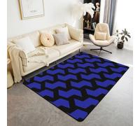 Manfei Blue Black Checkered Area Rug Abstract Geometric Grid Indoor Floor Mats Entrance Rugs for Kids Boys Girls Room Decor,Cute Vintage Hippie Non Slip Absorbent Carpets, 6'6" x 4'11" (Rectangular)