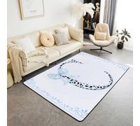 Manfei Blue Bowknot Area Rug Cute Leopard Letter C Indoor Floor Mats Entrance Rugs for Boys Girls Room Decor,Dreamy Princess Bow Non Slip Absorbent Carpets, 6'6" x 4'11" (Rectangular)