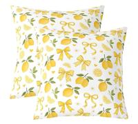 Manfei Bow Tie Lemon Throw Pillow Cover Yellow Bowknot Double Sides Pillow Case for Kids Boys Girls Room Decor,Tropical Fruit Cartoon Flowers Cushion Cover for Bed Couch Sofa,2 Pack 20"x20"