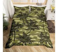 Manfei Camouflage Kids Duvet Cover Set King Size, Tropical Palm Trees Bedding Set 3pcs for Boys Girls Teens Bedroom Decor, Green Camo Comforter Cover Soft Polyester Quilt Cover with 2 Pillowcases