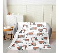 Manfei Cartoon Car Flannel Blanket Tractor Truck Excavator Throw Blanket Building Construction Car Cozy Throws for Bed Couch Sofa,Kids Boys Girls Room Decor,Soft and Breathable(90 x 90 Inches)