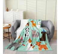 Manfei Cartoon Dogs Bed Throws,Kawaii Bones Paw Pet Throw Blanket for Kids Boys Gift,Cute Puppy Green Lightweight Blanket for Sofa,Baby Size (30 x 40 Inch)