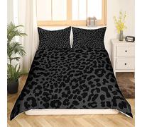 Manfei Chic Leopard Bedding Sets Double Size,African Cheetah Duvet Cover Set 3Pcs for Kids Girls Boys Adult Room Decor,Wild Animal Style Comforter Cover Gray Black Quilt Cover,2 Pillowcases