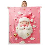 Manfei Christmas Kids Throw Blanket Cute Santa Claus Fuzzy Blanket for Boys Girls Room Decor, New Year Theme Xmas Blanket for Bed Couch Sofa, Soft and Breathable Fleece Blanket(60 x 80 Inches)