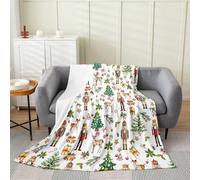 Manfei Christmas Nutcracker Flannel Blankets,Bow Deer Xmas Tree Fleece Blanket,Kids Girls Boys Adult Soldiers and Kings Fuzzy Blankets Merry Christmas Sherpa Blanket Chair Sofa Bed Decor,50"×60"