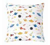 Manfei Cool Space Pillow Case Cover Soft Square 22"x 22",Starry Galaxy Planet Pillow Cover Reversible Print,Cartoon Outer Space Decorative Throw Couch Sofa Pillow Cover,Single Pack
