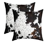 Manfei Cow Fur Print Throw Pillow Cover Abstract Cowhide Double Sides Print Squar Pillow Cover, Animal Skin Cushion Cover for Bed Couch Sofa, Kids Boy Girl Room Decor, 2 Pack 16"x16"