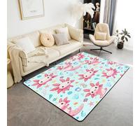 Manfei Cute Axolotl Blue Area Rug Cartoon Seahorse Fish Starfish Indoor Floor Mats Entrance Rugs for Kids Boys Girls Room Decor,Marine Life Non Slip Absorbent Carpets, 4'11" x 3'3" (Rectangular)