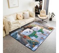 Manfei Cute Cartoon Polar Bear Area Rug Christmas Pine Tree Pinecone Indoor Floor Mats Entrance Rugs for Boys Girls Room Decor,Happy New Year Non Slip Absorbent Carpets, 6'6" x 4'11" (Rectangular)