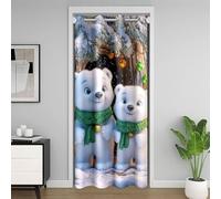 Manfei Cute Cartoon Polar Bear Door Curtain Christmas Pine Tree Pinecone Blackout Curtain for Bedroom Doorway Living Room,Happy New Year Door Drape,Kids Boys Girls Room Decor,34"x80" 1 Panel