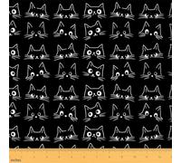 Manfei Cute Cats Fabric by The Yard, Black White Cat Fabric for Upholstery and Home DIY Projects, Cartoon Animals Theme Indoor/Outdoor Fabric,1 Yard Pre-Cut,36" L x 59" W,No Stretch