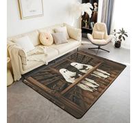 Manfei Cute Ghosts Area Rug Retro Bookshelf Indoor Floor Mats Entrance Rugs for Kids Boys Girls Room Decor,Halloween Theme Cartoon Non Slip Absorbent Carpets, 6'6" x 4'11" (Rectangular)