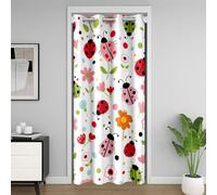 Manfei Cute Ladybug Door Curtain Watercolor Flower Blackout Curtain for Bedroom Doorway Living Room,Cartoon Ladybird Floral Door Drape,Kids Boys Girls Room Decor,42"x80" 1 Panel