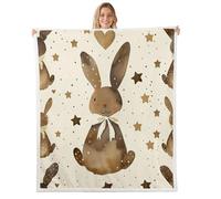 Manfei Cute Rabbit Throw Blanket Cartoon Bunny Print Fuzzy Blanket, Easter Theme Blanket for Bed Couch Sofa, Kids Girls Women Room Decor, Soft and Breathable (30 x 40 Inches)