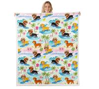 Manfei Dachshund Dog Throw Blanket Coconut Tree Floral Fleece Blanket Beach Hawaiian Style Cozy Throws for Bed Couch Sofa,Kids Boys Girls Room Decor,Soft and Breathable(50 x 60 Inches)