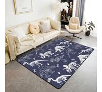 Manfei Dinosaur Area Rug White Dinosaur Skeleton Indoor Floor Mats Entrance Rugs for Kids Boys Girls Room Decor,Ancient Wild Animals Theme Non Slip Absorbent Carpets, 6'6" x 4'11" (Rectangular)