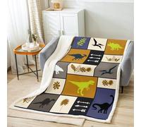 Manfei Dinosaur Throw Blanket Arrows Leaves Dino Patchwork Blanket for Couch Sofa, Cartoon Animals Bed Blanket for Kids Boys Room Dercor, Soft and Breathable Fleece Blanket(30 x 40 Inches)