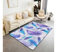 Manfei Feathers Area Rug Boho Style Peacock Feather Indoor Floor Mats Entrance Rugs for Kids Boys Girls Room Decor,Wild Animal Non Slip Absorbent Carpets, 6'6" x 4'11" (Rectangular)