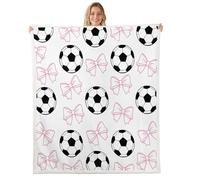 Manfei Football Bowknot Throw Blanket Bow Tie Geometric Patchwork Fleece Blanket Sweet Sport Style Cozy Throws for Bed Couch Sofa,Kids Boys Girls Room Decor,Soft and Breathable(60 x 80 Inches)
