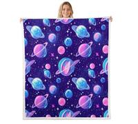 Manfei Galaxy Flannel Fleece Throw Blanket 40"x50" Universe Planet Starry Night Fuzzy Blanket for Sofa Couch Outer Space All Season Bed Blankets Plush Blankets,Purple Blue
