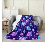Manfei Galaxy Flannel Fleece Throw Blanket 60"x80" Universe Planet Starry Night Fuzzy Blanket for Sofa Couch Outer Space All Season Bed Blankets Lightweight Plush Blankets,Purple Blue