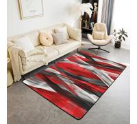 Manfei Geometric Area Rug Modern Abstract Stripes Indoor Floor Mats Entrance Rugs for Kids Boys Girls Room Decor,Red Black Grey Non Slip Absorbent Carpets, 6'6" x 4'11" (Rectangular)