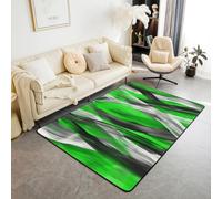 Manfei Geometric Area Rug Modern Abstract Stripes Indoor Floor Mats Entrance Rugs for Kids Boys Girls Room Decor,Green Black Grey Non Slip Absorbent Carpets, 6'6" x 4'11" (Rectangular)