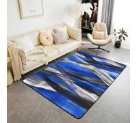 Manfei Geometric Area Rug Modern Abstract Stripes Indoor Floor Mats Entrance Rugs for Kids Boys Girls Room Decor,Royal Blue Black Grey Non Slip Absorbent Carpets, 6'6" x 4'11" (Rectangular)